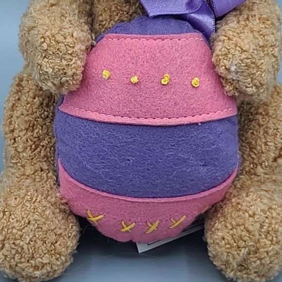 American Greetings Plush Tan Cream Bunny Rabbit Purple Pink Egg 8 Inch - Picture 5 of 15